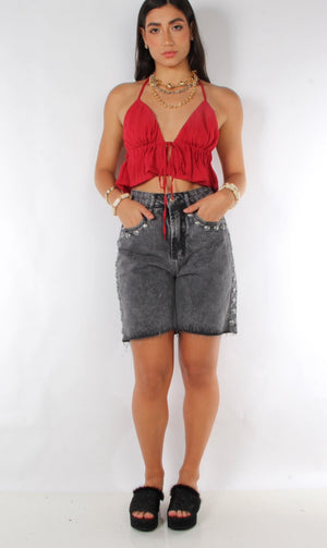 Bermuda Jeans Aplicações