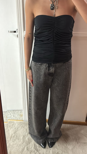 Wide Leg Jeans Estonada Pedras Black ENVIOS 27/08
