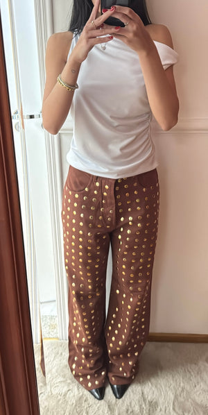 Wide Leg Jeans Brown Tachas ENVIOS 27/08