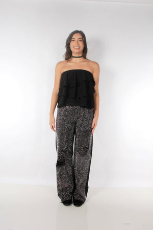 Wide Leg Jeans Black Pedras Detalhes Destroyed ENVIOS 27/08